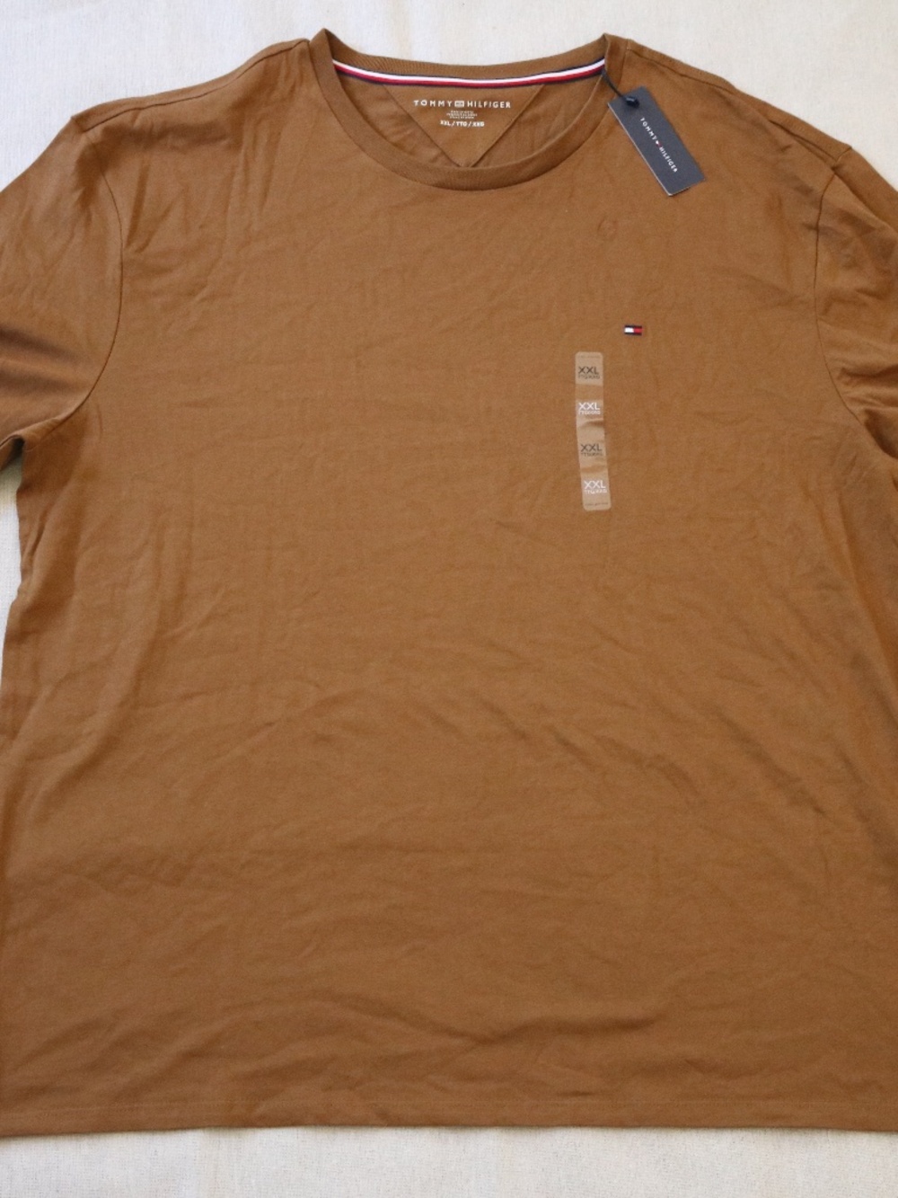 Tommy Hilfiger Men's XXL T-Shirt Brown Short Sleeve Crew Neck 100% Cotton NWT